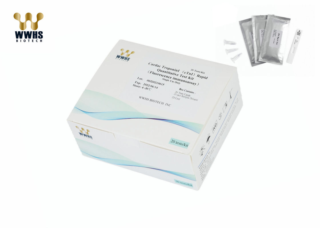 WWHS CTnI Dalam Peralatan Laboratorium Whole Blood Test Kit Dari 25 Tes / Kit